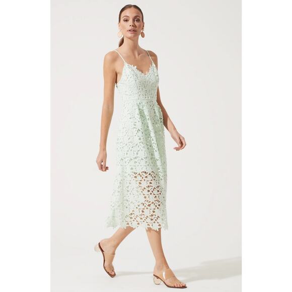 ASTR The Label Midi Dress Small Mint Green Lace A-Line Cocktail - Picture 12 of 16